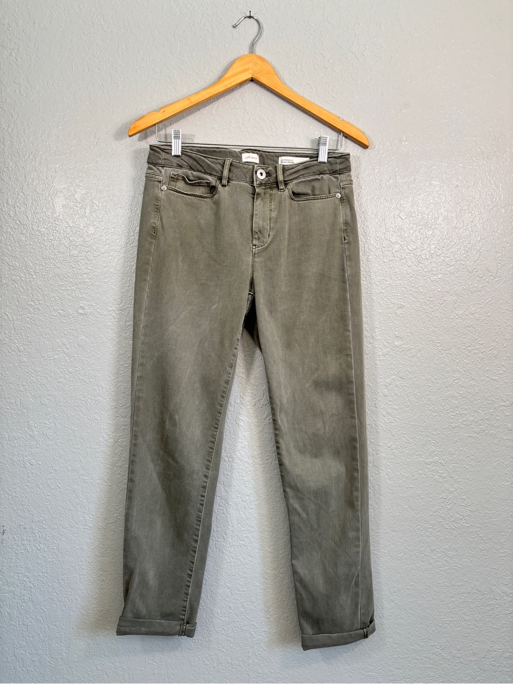 J. Jill Denim Olive Green Mid-Rise Boyfriend Fit Jeans Sz. 6